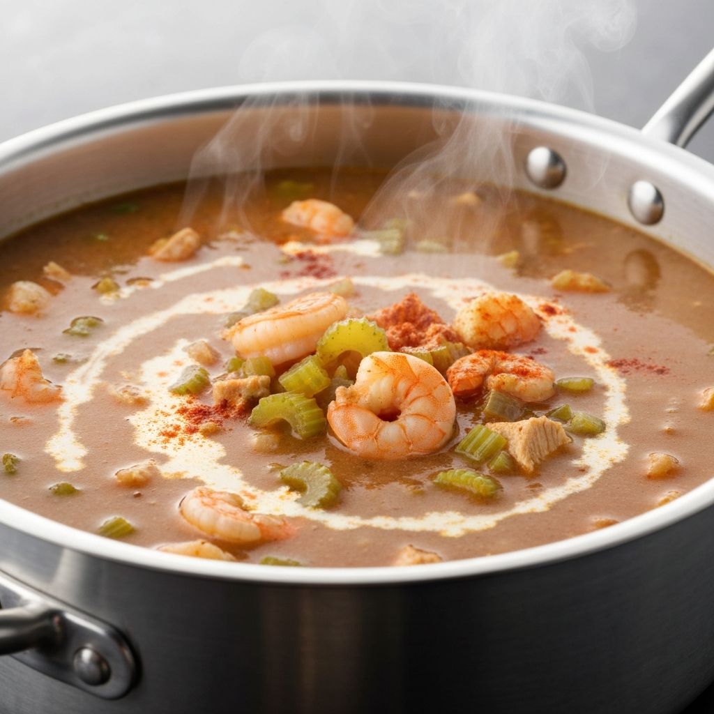 Gumbo cooking in Magnalite pot